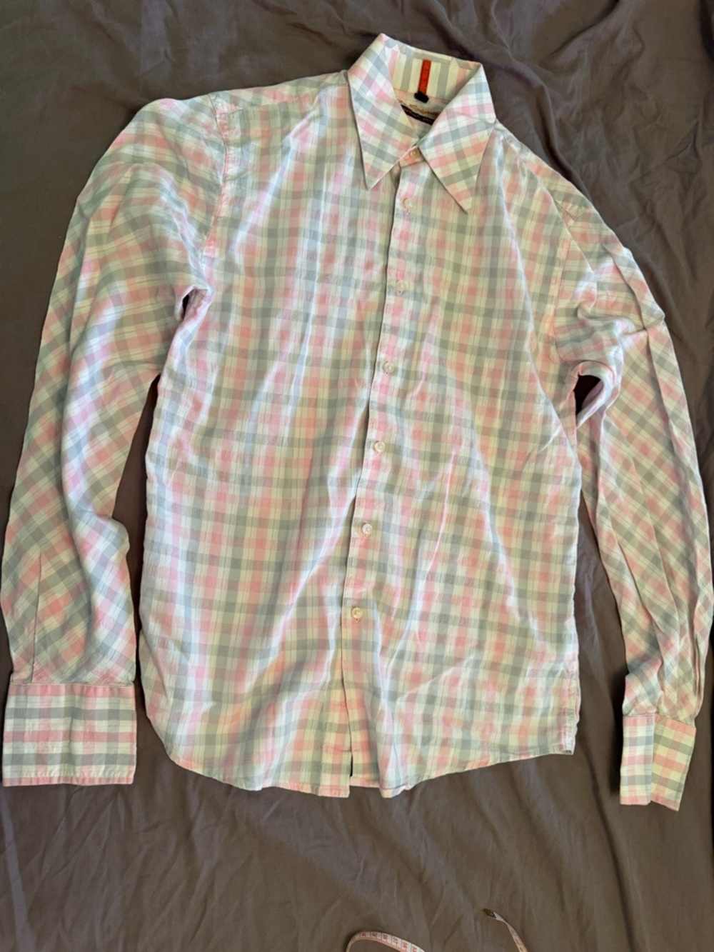 Preppy Ben Sherman Special Brew Pink and White Plaid Casual Dress Shirt Small